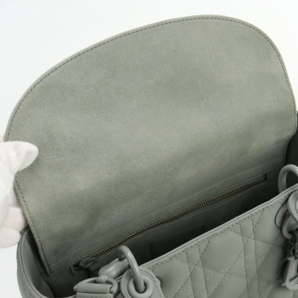 Dior Lady Dior Grey Leather Handbag (Pre-Owned) - Picture 8 of 12